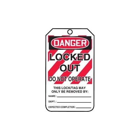 Accuform Safety Tags, DANGER LOCKED OUT DO NOT OPERATE, 5.75in x 3.25in, HS-Laminate, 5PK MLT407LTM